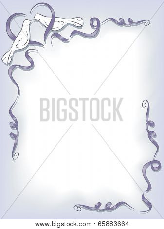 Frame Illustration Featuring a Pair of Doves Surrounded by Ribbons