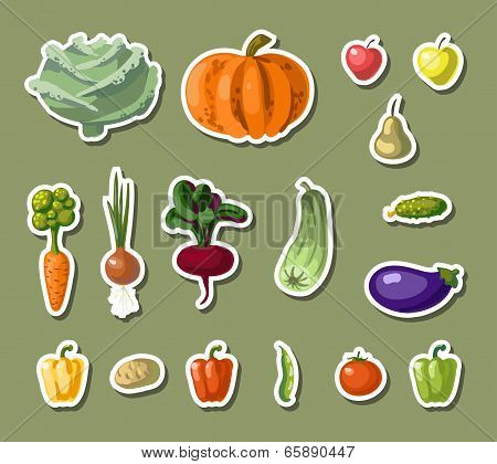 hand-painted vegetables, fruits