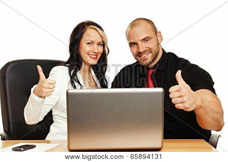Business people smiling