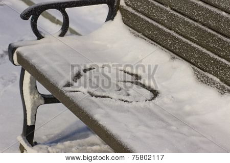 Benches in the winter city park