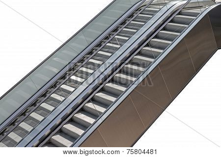 Close Up Escalator, Side View On White Background