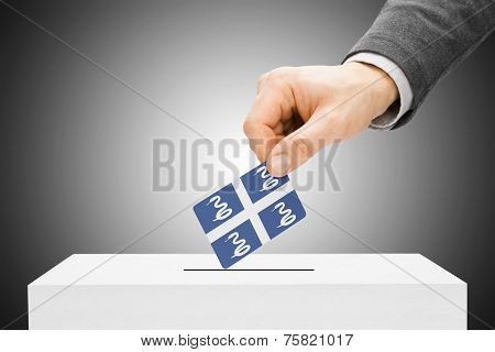 Voting Concept - Male Inserting Flag Into Ballot Box - Martinique