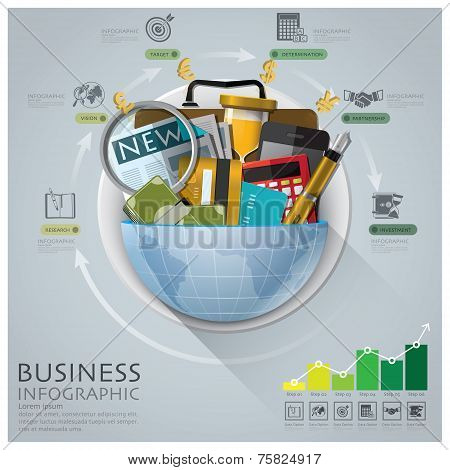 Global Business And Financial Infographic With Round Circle Diagram