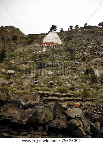 Large Stupa In The Traditional Himalayan Town Marpha