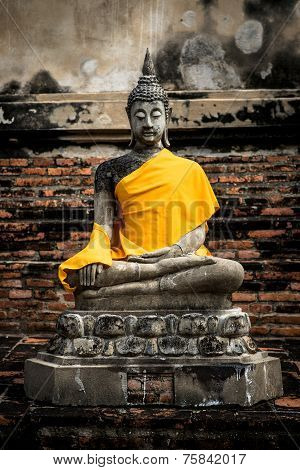 The Ancient Buddha, At Wat-yaichaimongkol Ayutthaya, Thailand