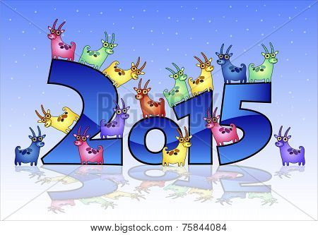 Happy New Year 2015 card with goats