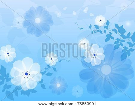 Blue floral background flower vector