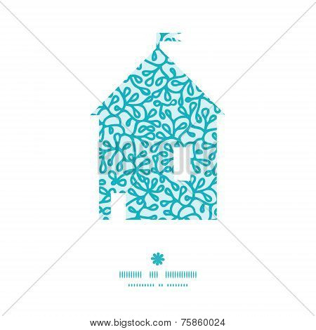 Vector abstract underwater plants house silhouette pattern frame