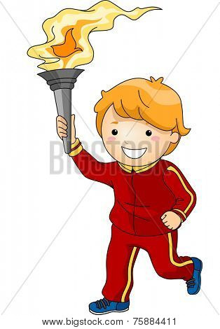 Illustration Featuring a Young Male Torchbearer