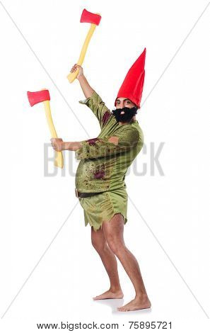 Savage man isolated on white