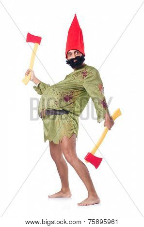 Savage man isolated on white