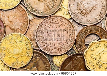 Antique Indian coins background