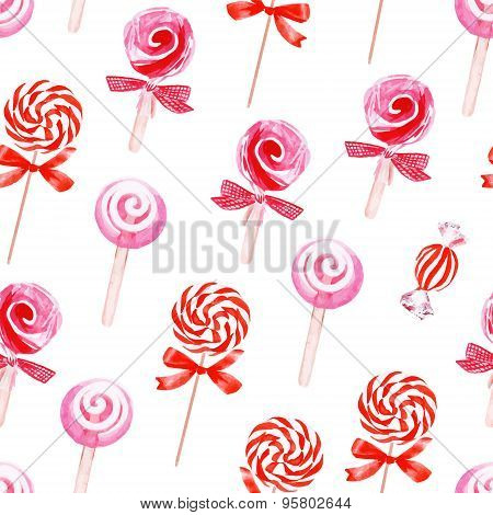 Pink Sugarplums Watercolor Seamless Vector Pattern