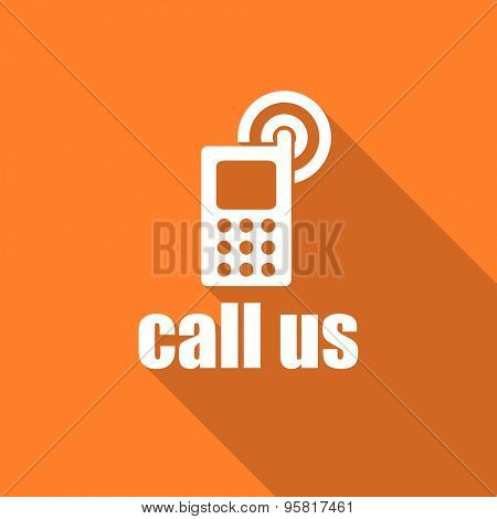 call us flat design modern icon with long shadow for web and mobile app 
