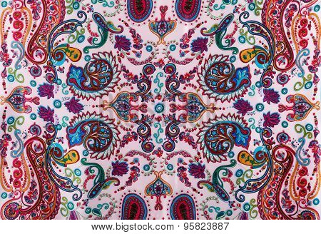 Traditional Paisley Pattern Silk Headscarf