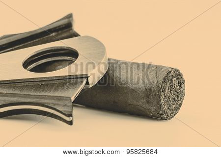Cigar And Cutter On A White Background