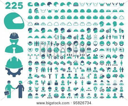 Work Safety and Helmet Icon Set.