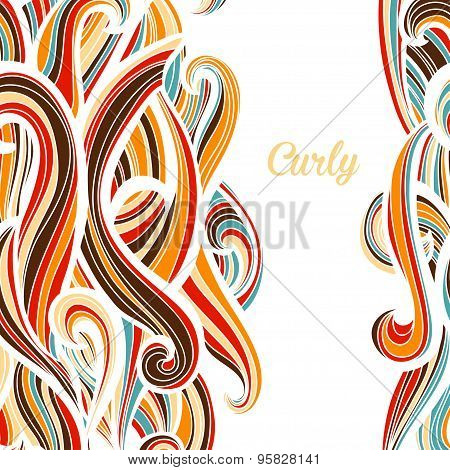 Curl abstract pattern with multicolored waves. Vector illustration