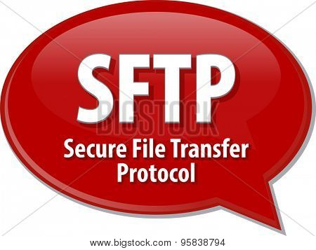 Speech bubble illustration of information technology acronym abbreviation term definition SFTP Secure File Transfer Protocol