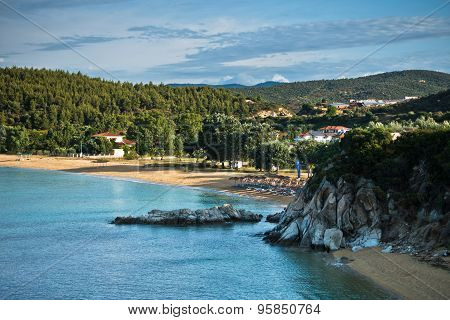 Beachscape of the Aegean sea, Destenika beach, Sithonia
