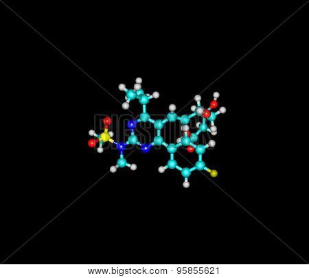 Rosuvastatin molecule isolated on black