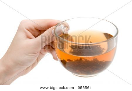 Tasse à thé en main