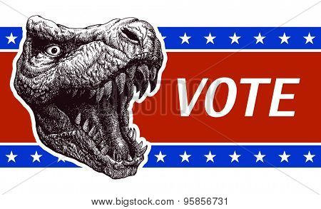 Be responsible - Presidential Election Poster with trex head. Vector illustration