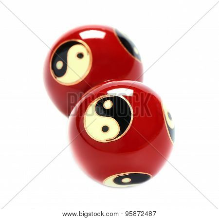 Balls yin yang on a white background