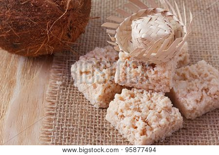 Coconut Candy Cocada On Sackcloth