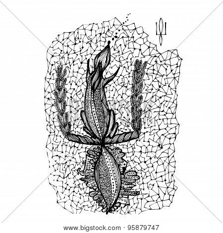 Vector Doodle squirrel, Ukrainian symbol