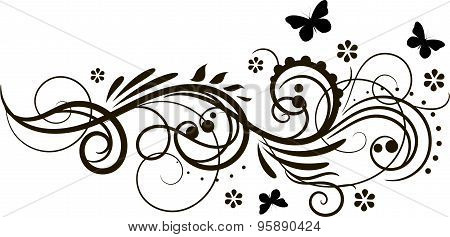 Floral Ornament With Butterflies