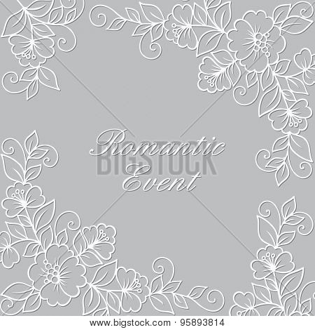 Flower ornament frame. Ornamental flower background with flowers. 