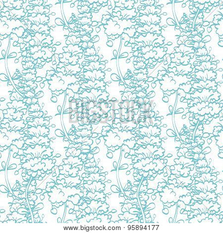 Vector Seafoam Green Floral Texture Seamless Pattern