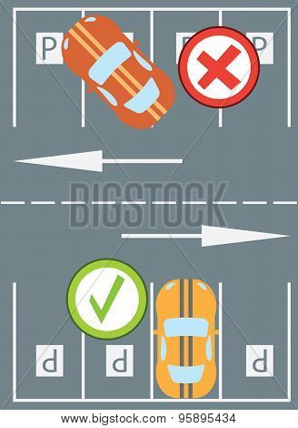 Flat Design Modern Vector Illustration Of Parking A Car Instruction