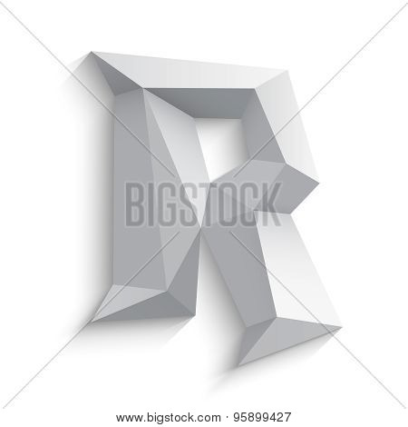 Vector illustration of 3d letter R on white background.