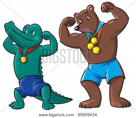 Bear and crocodile