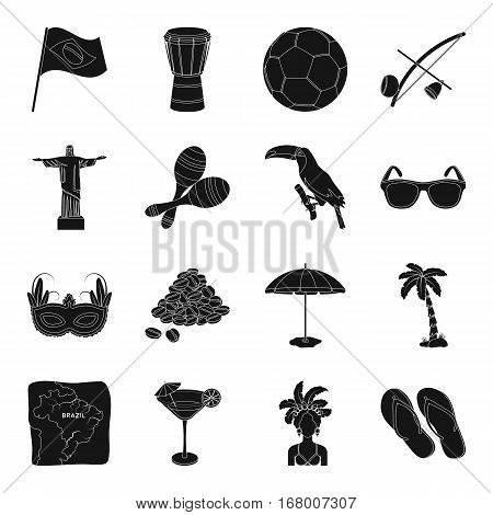 Brazil country set icons in black design. Big collection of Brazil country vector symbol stock illustration