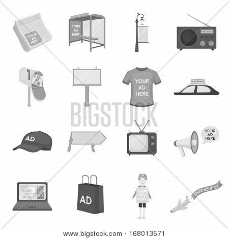 Advertising set icons in monochrome design. Big collection of advertising vector symbol stock illustration