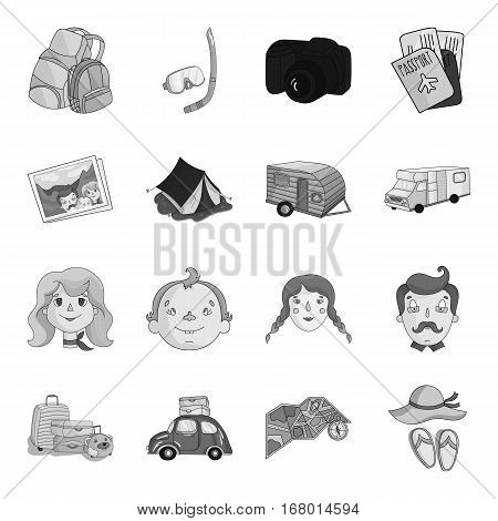 Family holiday set icons in monochrome design. Big collection of family holiday vector symbol stock illustration