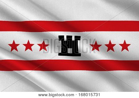 Flag of Drenthe is a province of the Netherlands. 3d illustration
