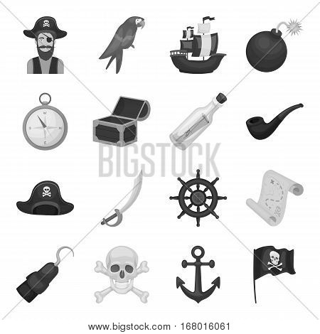 Pirates set icons in monochrome design. Big collection of pirates vector symbol stock illustration