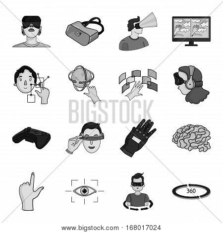 Virtual reality set icons in monochrome design. Big collection of virtual reality vector symbol stock illustration