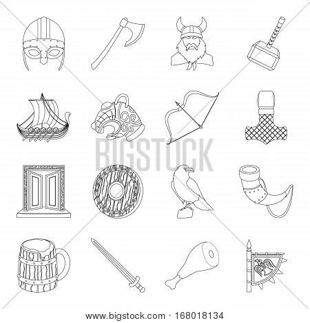 Vikings set icons in outline design. Big collection of vikings vector symbol stock illustration