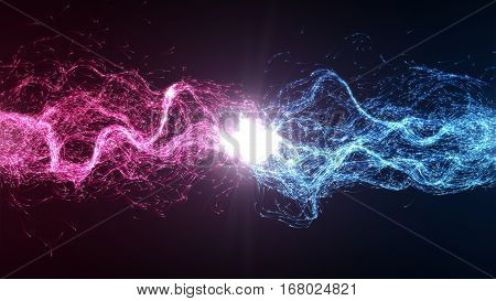 harmony and balance between the energy. conceptual illustration of dualism. female and male symbolism via colors.