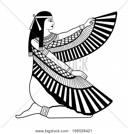 Vector illustration of Egyptian national drawing. Goddess Isis.
