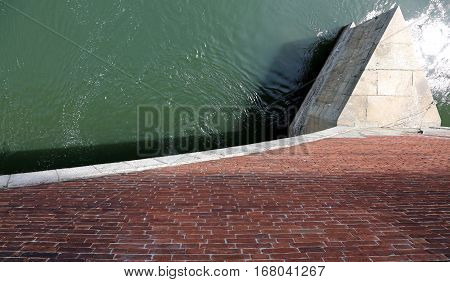 Detail Of Historical Covered Bridge Over The River In Pavia City