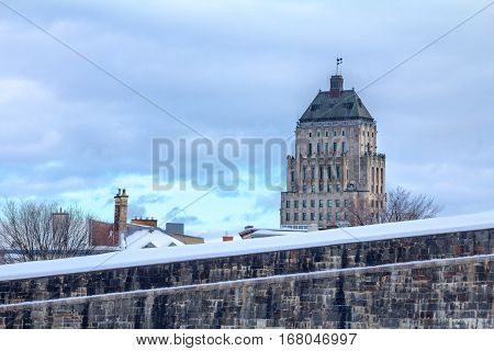 View of the Price Building (Edifice Price) from the Quebec City Ramparts