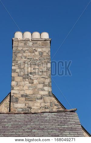 Old Chimney On Tudor Style Building