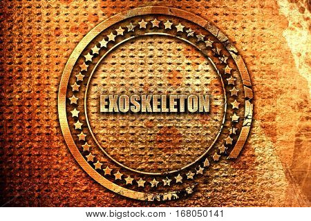 exoskeleton, 3D rendering, grunge metal stamp