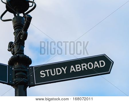 Study Abroad Directional Sign On Guidepost